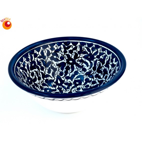 Saladier céramique fleurs bleues