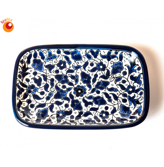 Plat rectangulaire céramique bleue