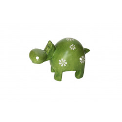 Hippopotame 10 cm vert fleurs en saponite