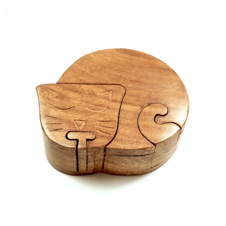 Boite à secrets chat bois sesham