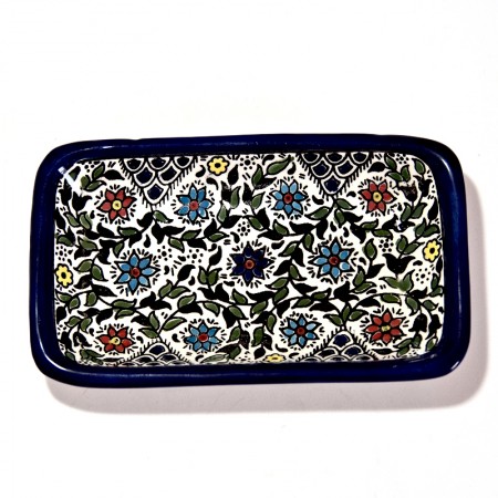 Plat rectangulaire céramique Hébron fleurs multicolores