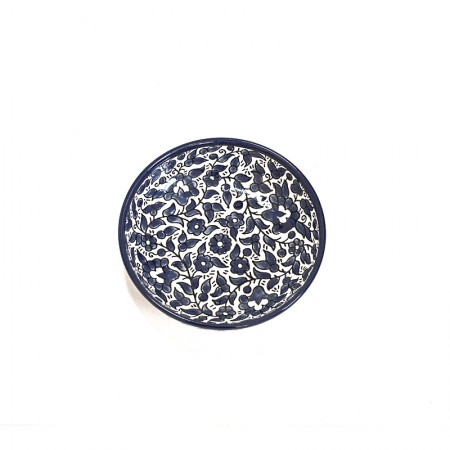 Plat rond creux céramique Hébron fleurs bleues