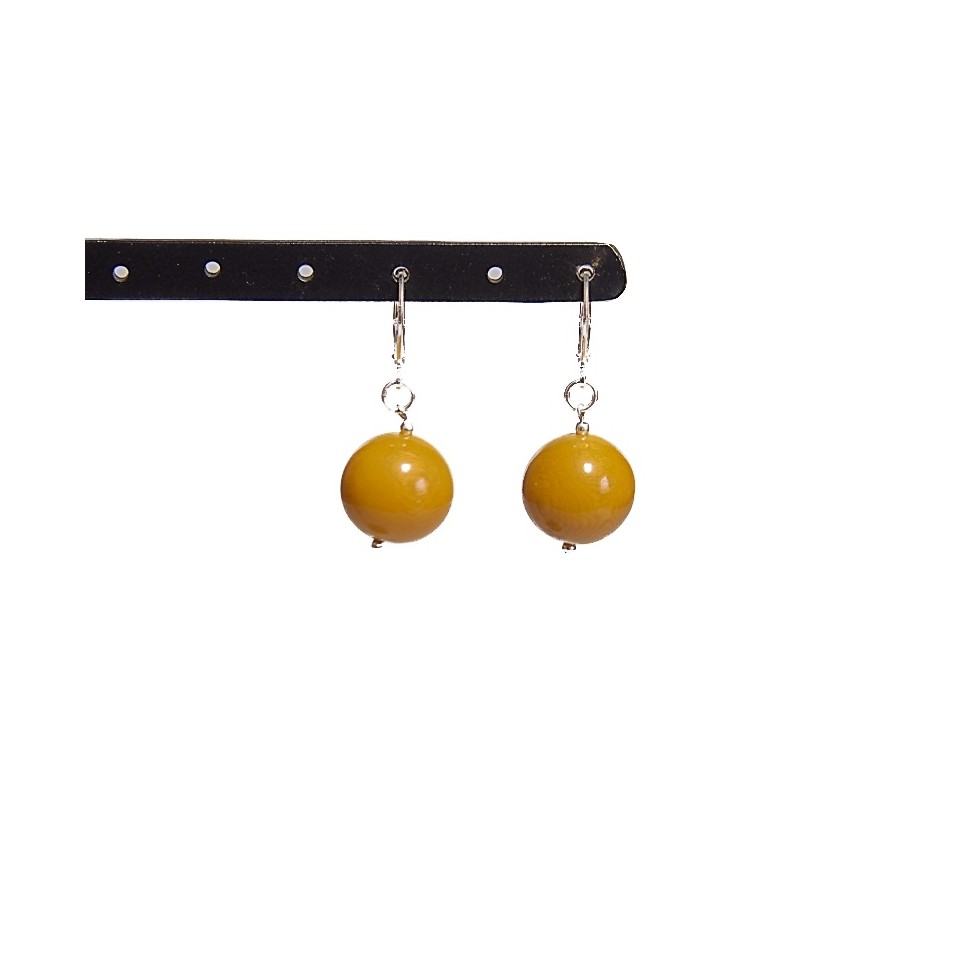 Boucles d'oreilles tagua bille curry