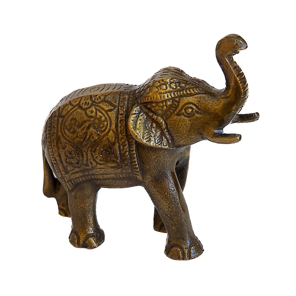 Eléphant trompe en l'air en métal