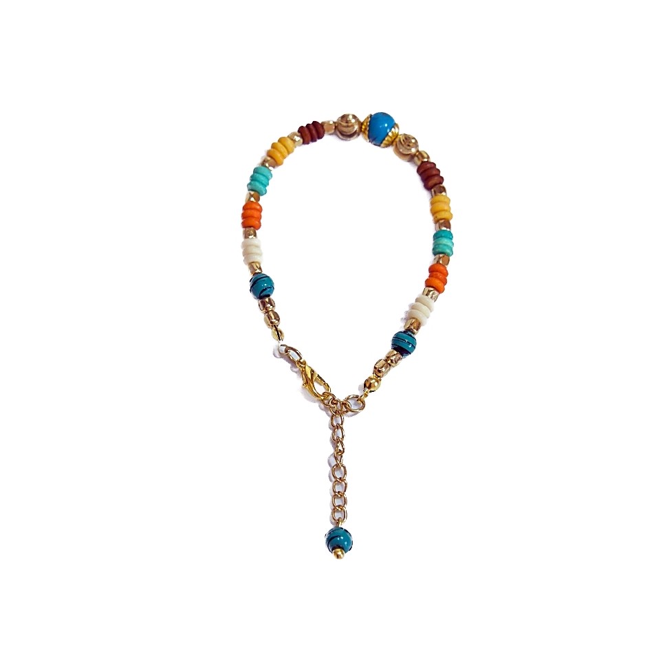 Bracelet laiton et perles multicolores