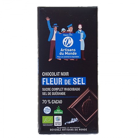 Chocolat bio noir fleur de sel de Guérande