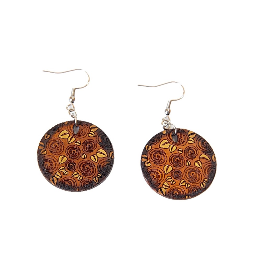 Boucles d'oreilles rondes en calebasse