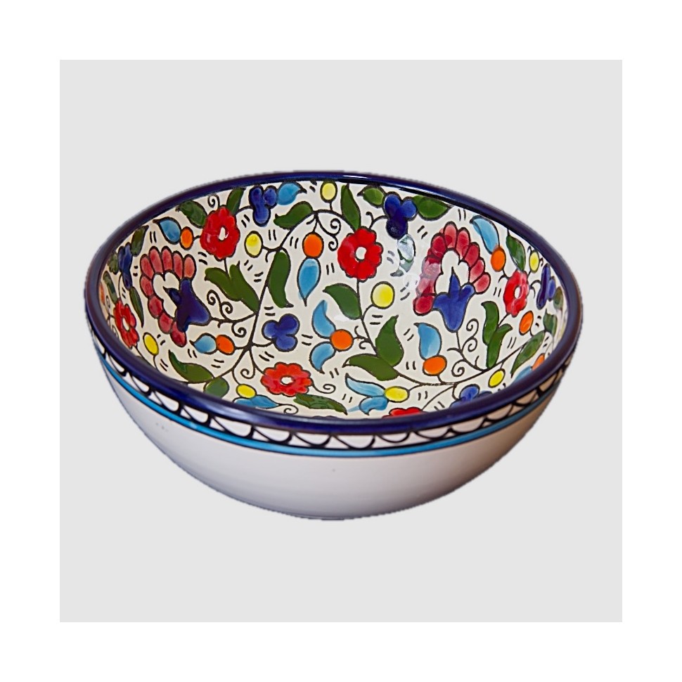 Saladier céramique fleurs multicolores