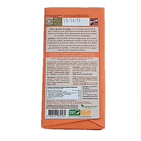 Chocolat noir orange El Inti bio info