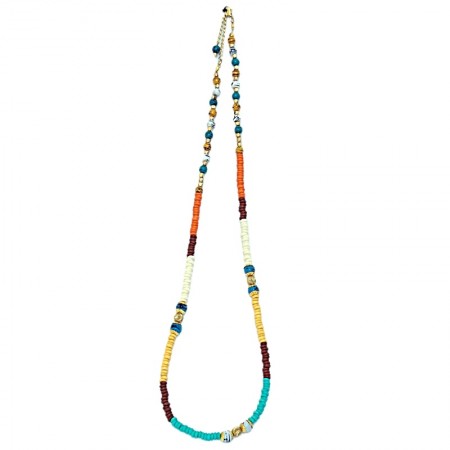 Collier laiton et perles multicolores