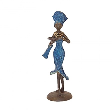 Statue bronze femme en bleu lisant