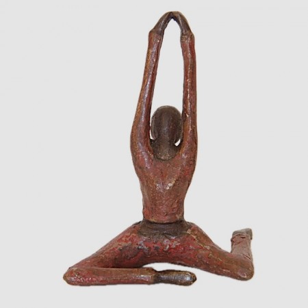 Statue bronze femme en rouge yoga Barbara