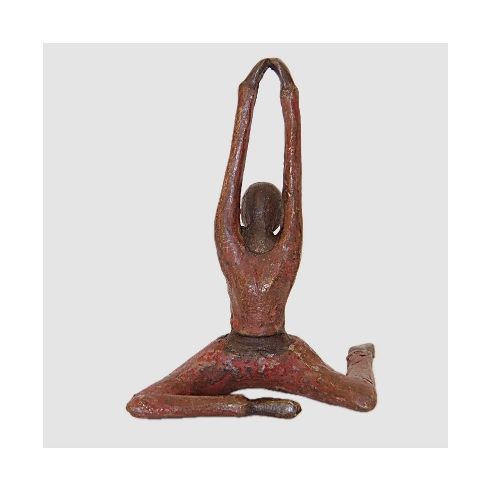 Statue bronze femme en rouge yoga Barbara