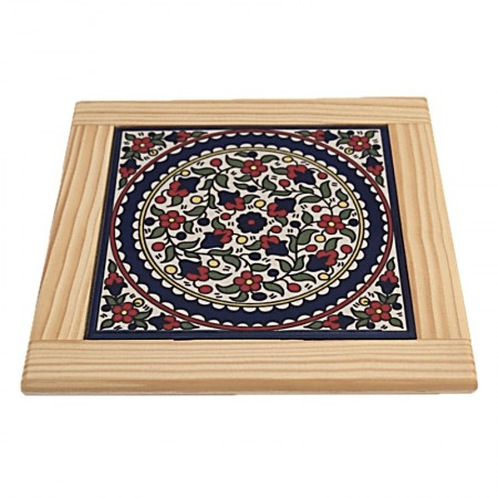 Dessous plat céramique fleurs multicolores