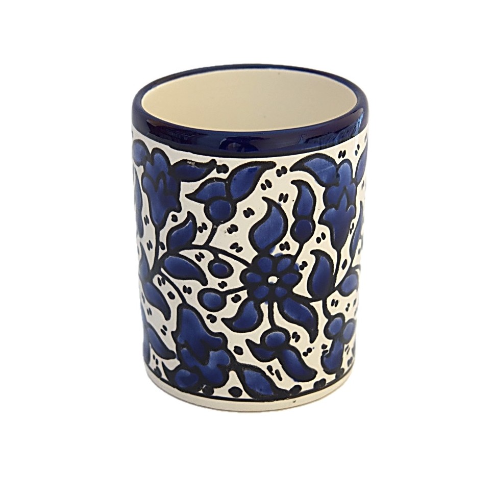 Mug céramique fleurs bleues