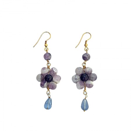 Boucles d'oreilles fleur améthyste