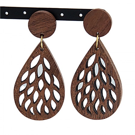 Boucles d'oreilles gouttes bois acacia