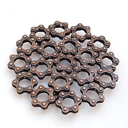 Dessous de plat rond chaîne de vélo recyclée