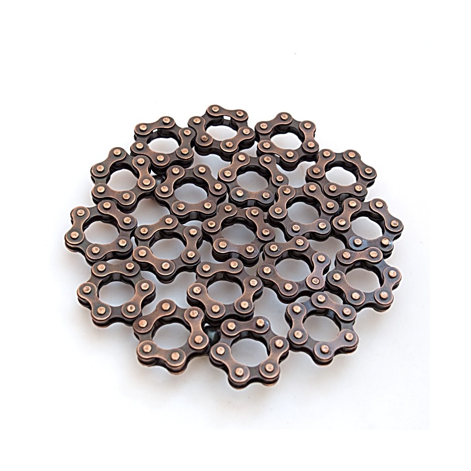 Dessous de plat rond chaîne de vélo recyclée