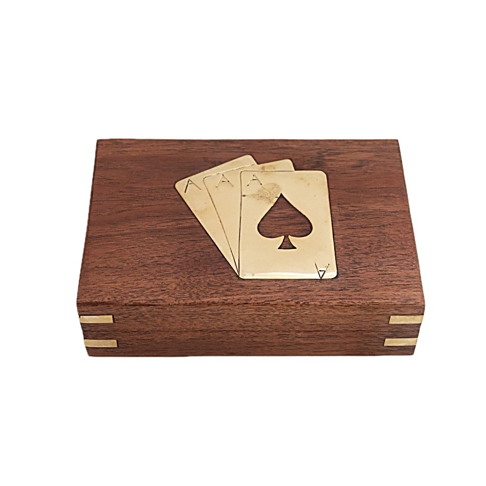 Boîte bois acacia avec 2 jeux cartes