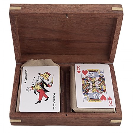 Boîte bois acacia avec 2 jeux cartes