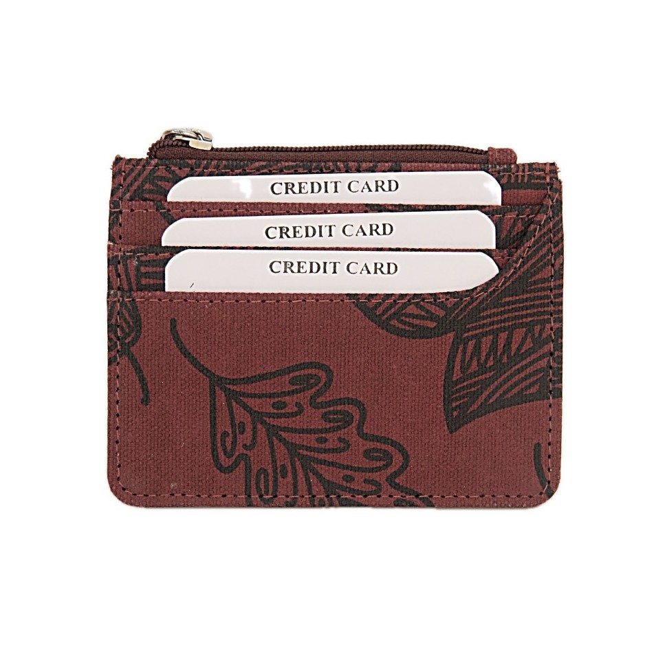 Porte monnaie porte cartes coton feuilles