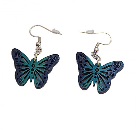 Boucles d'oreilles papillons en calebasse