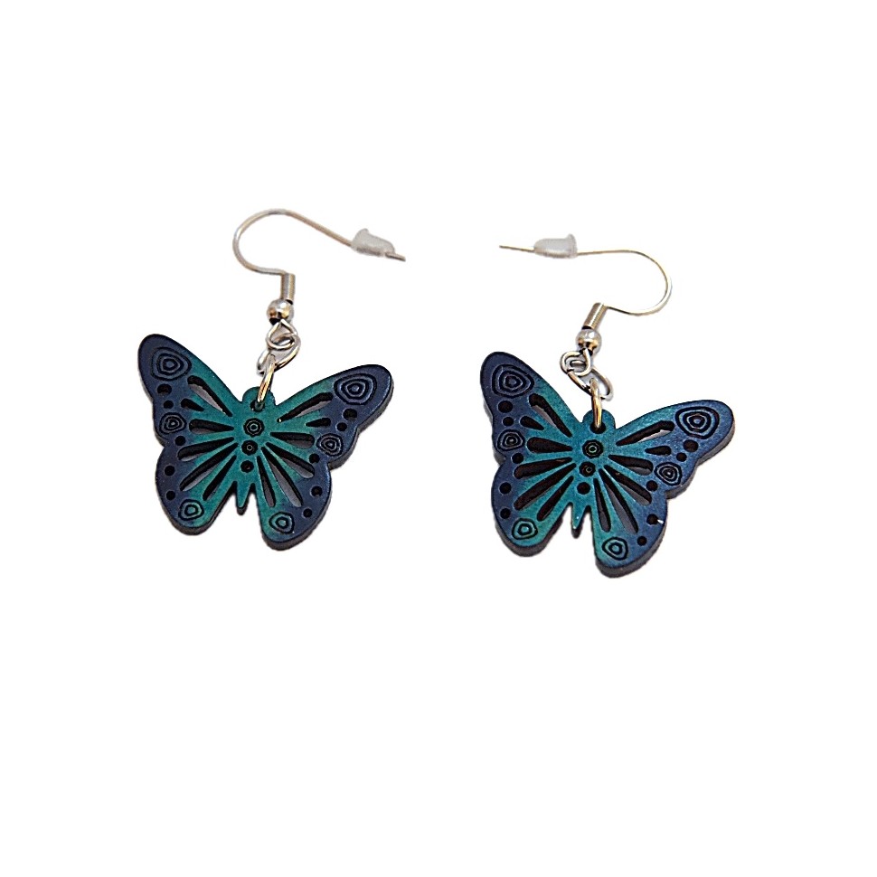 Boucles d'oreilles papillons en calebasse