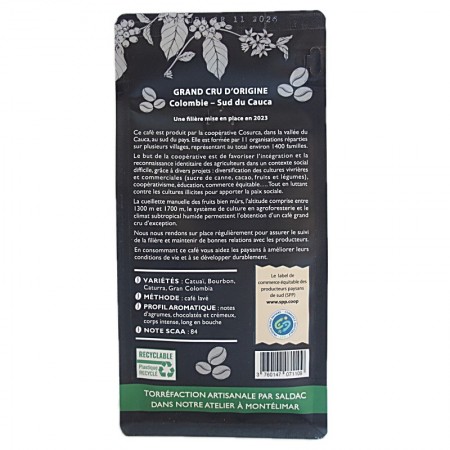 Café bio moulu Cauca Colombie 250 g info