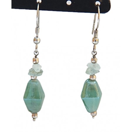 Boucles d'oreilles perles aventurine et verre