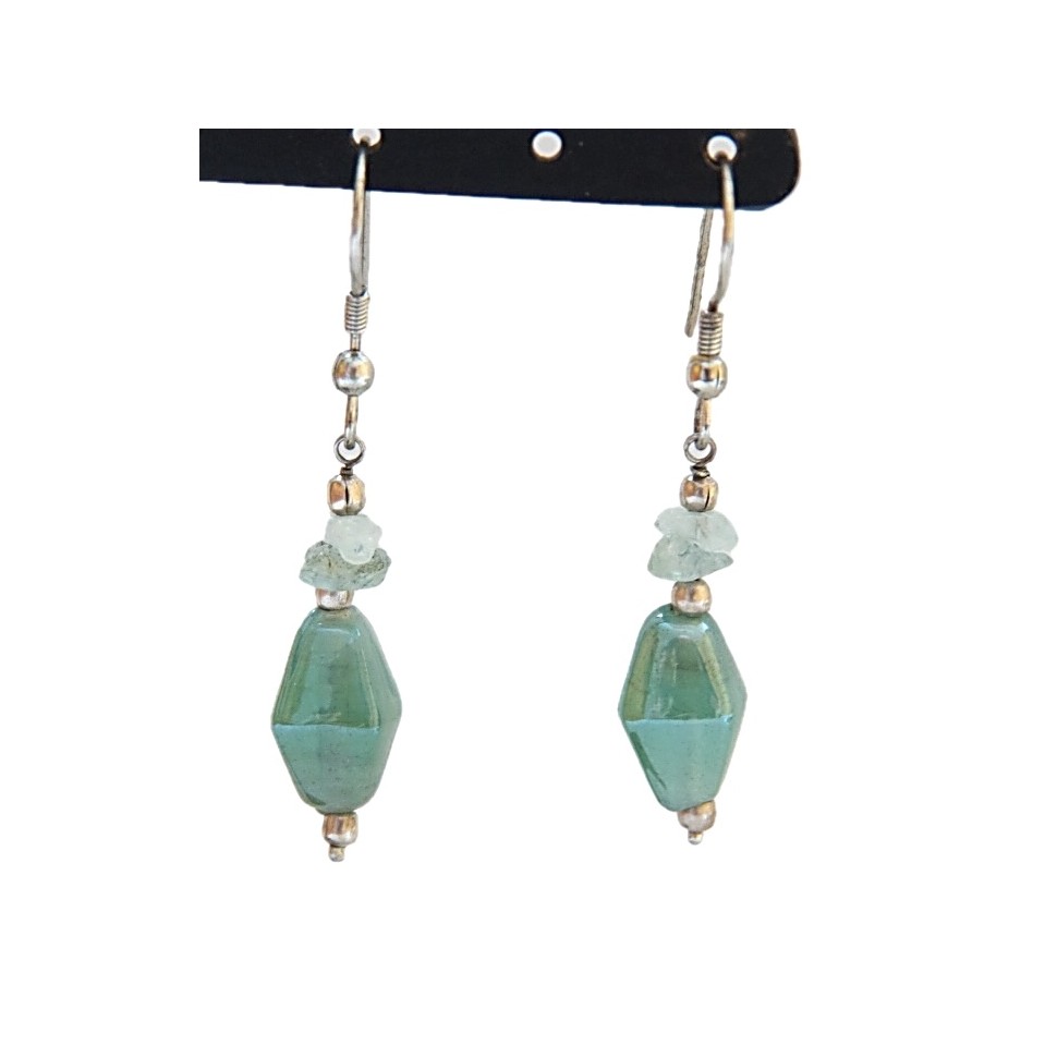 Boucles d'oreilles perles aventurine et verre