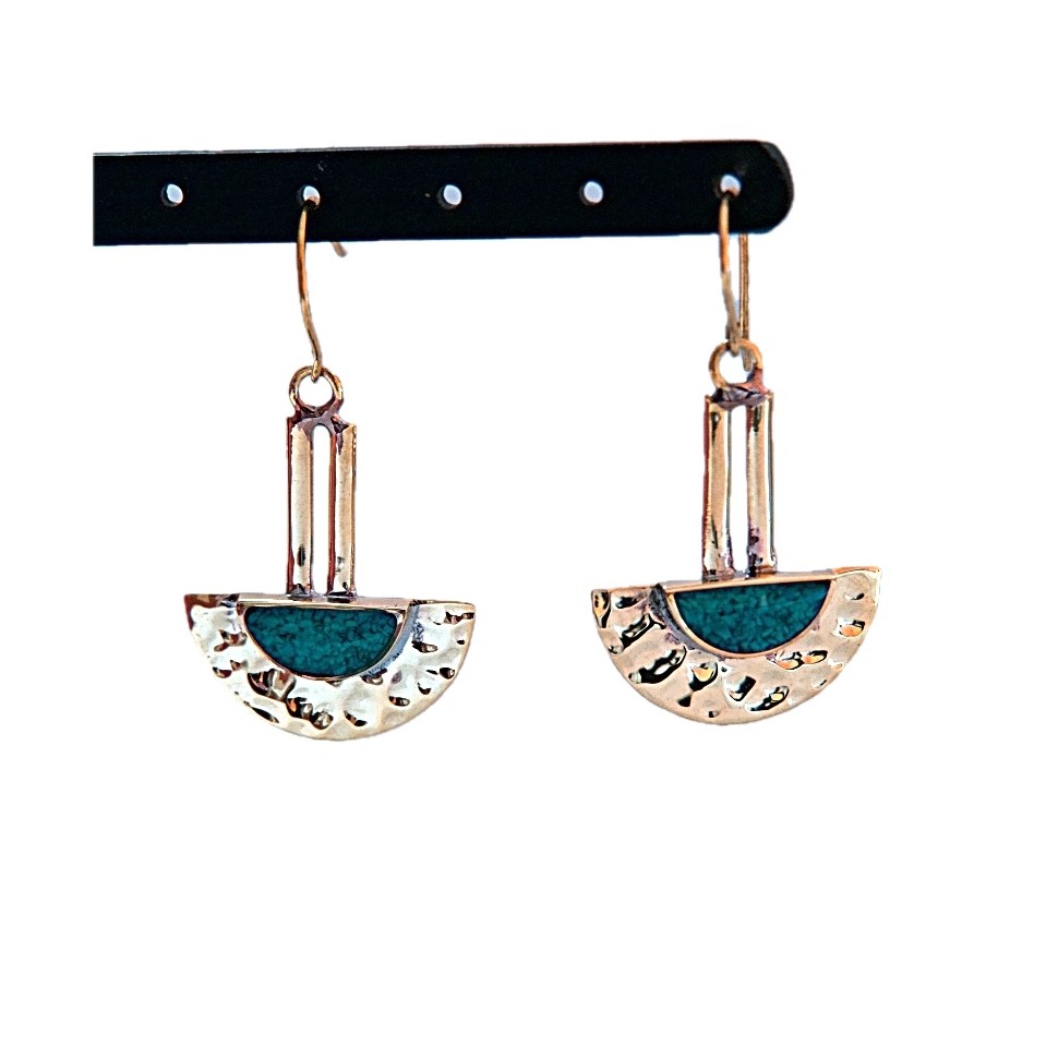 Boucles bronze et turquoise