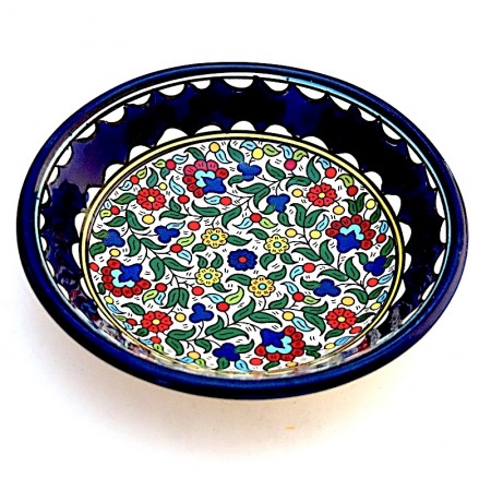 Assiette creuse céramique fleurs multicolores