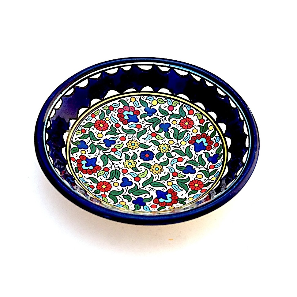 Assiette creuse céramique fleurs multicolores