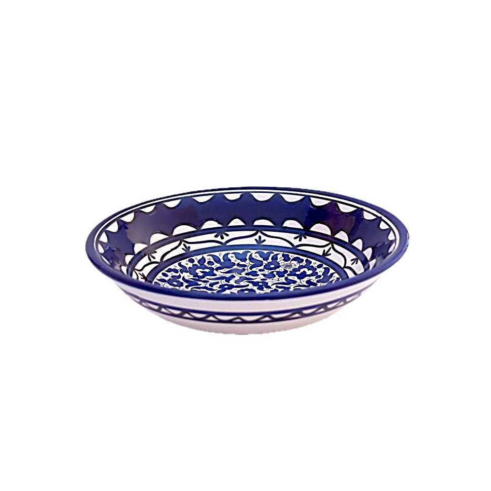 Assiette creuse céramique fleurs bleues