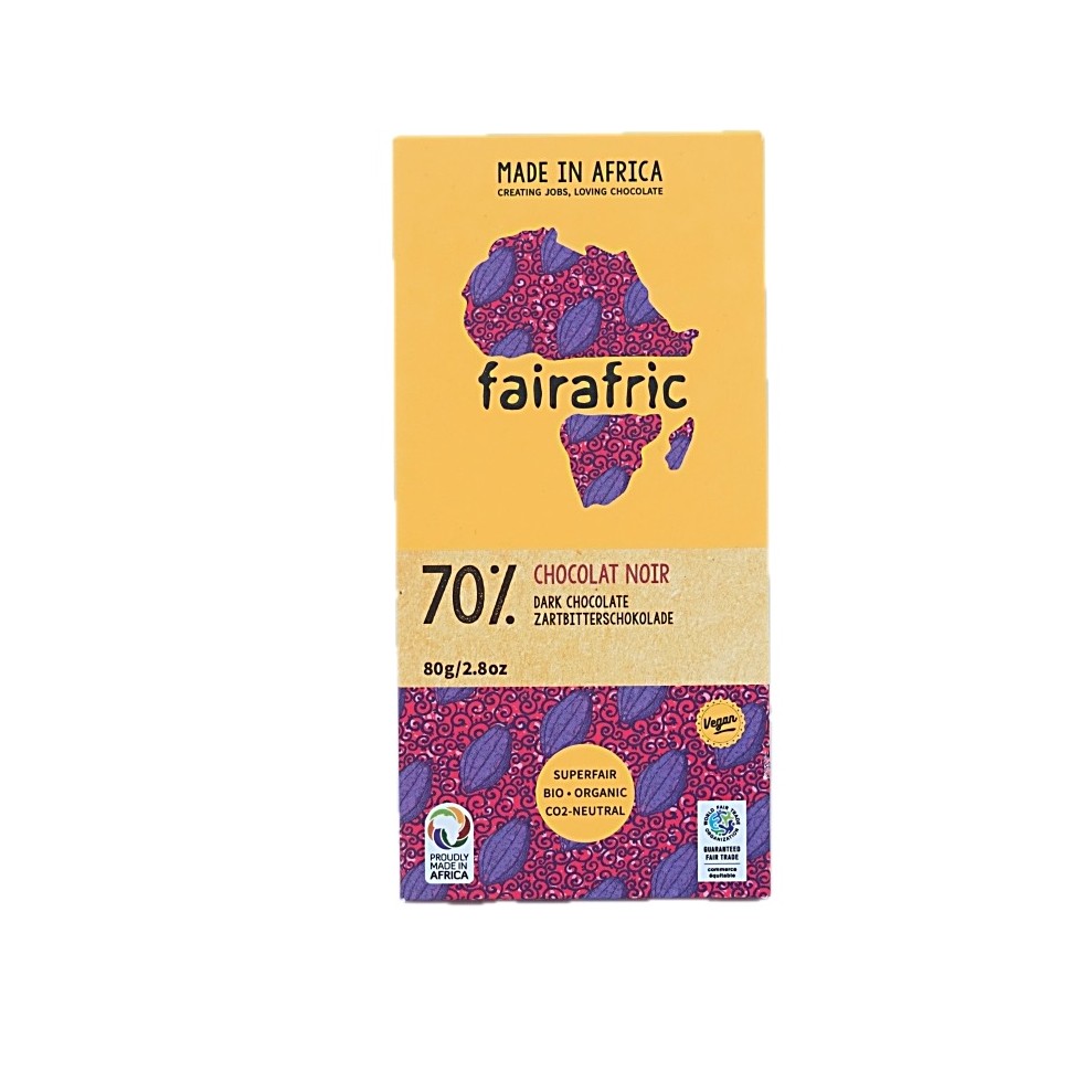 Chocolat noir 70% cacao bio Fairafric