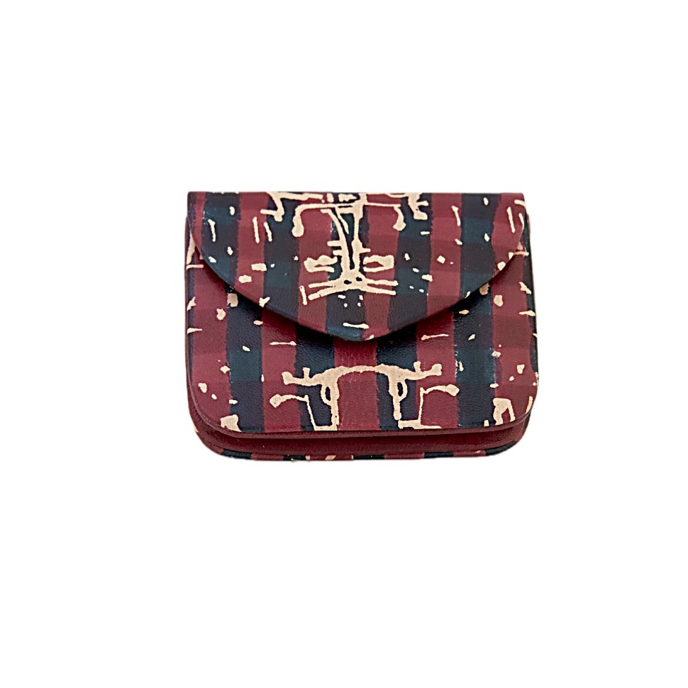 Porte monnaie cuir pression rouge vert