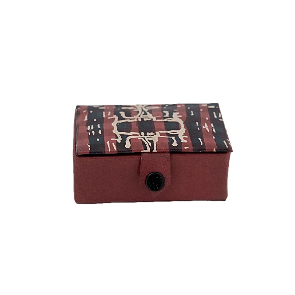 Boîte rectangulaire cuir rouge vert