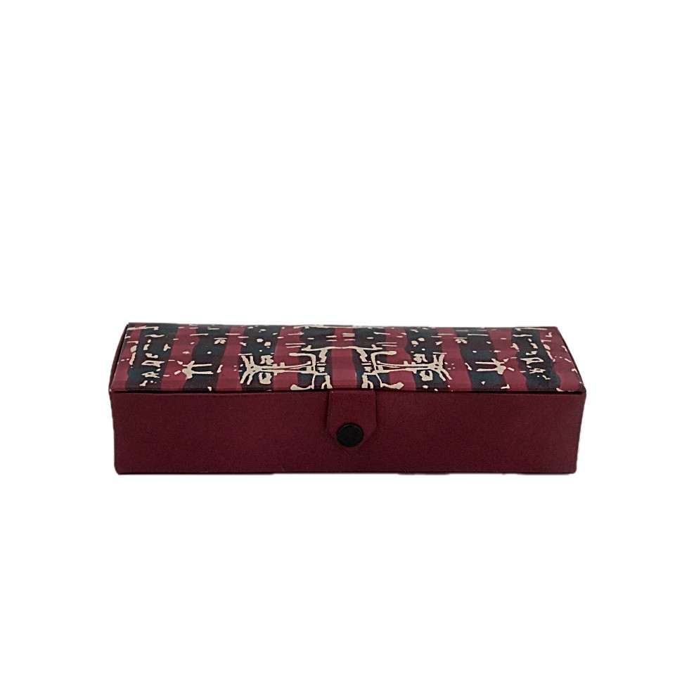 Boîte rectangulaire cuir rouge vert