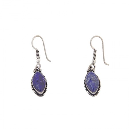 Boucles d'oreilles laiton argenté et Lapis Lazuli