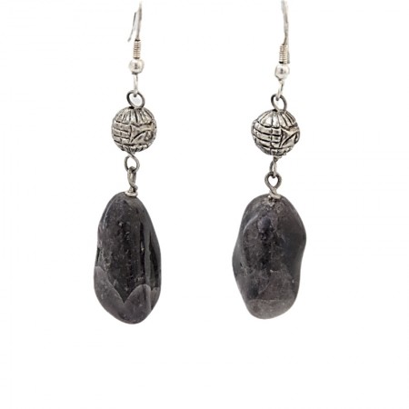 Boucles d'oreilles laiton argenté et pierre