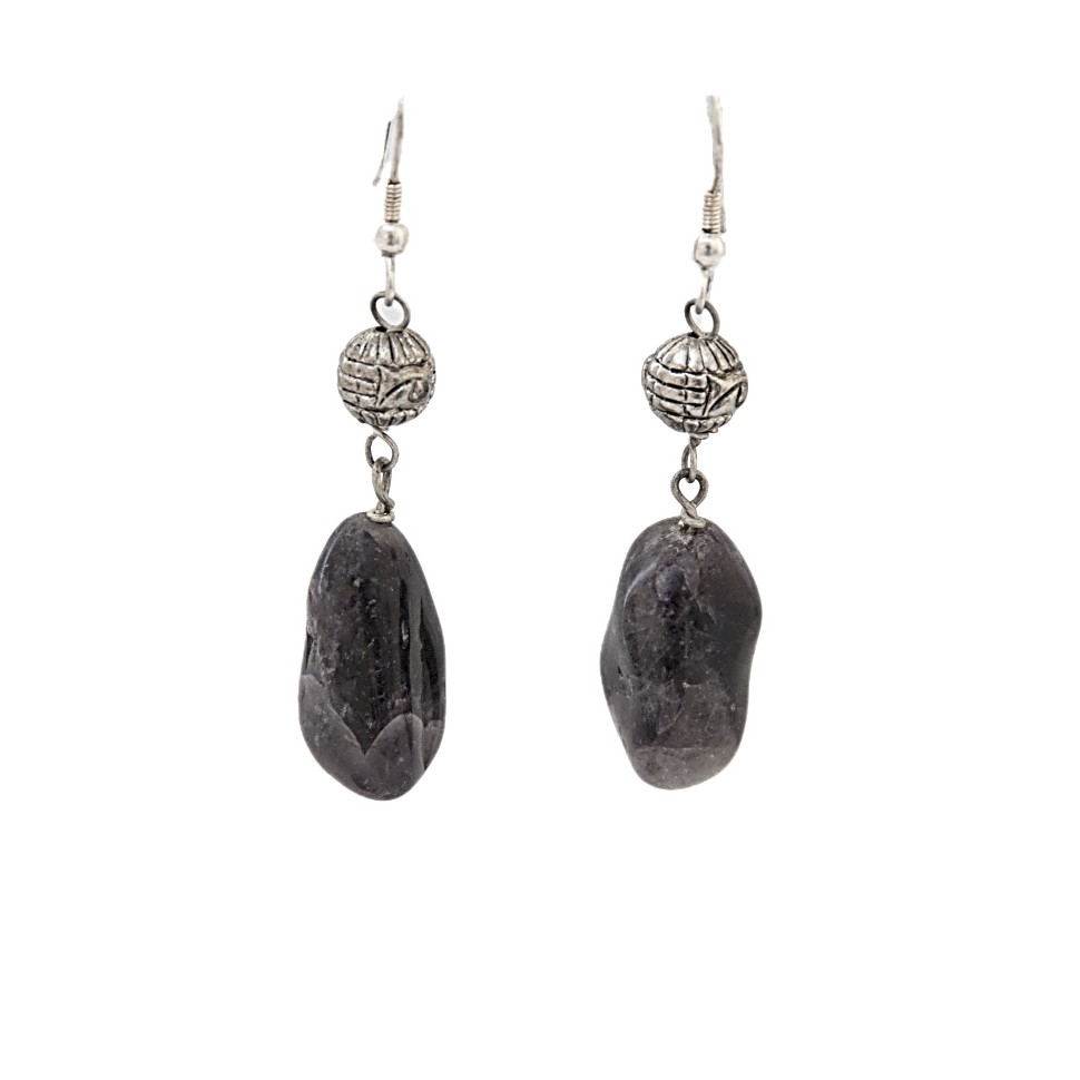 Boucles d'oreilles laiton argenté et pierre