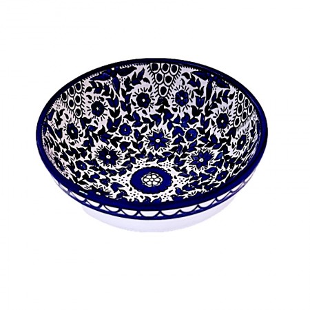 Saladier céramique fleurs bleues