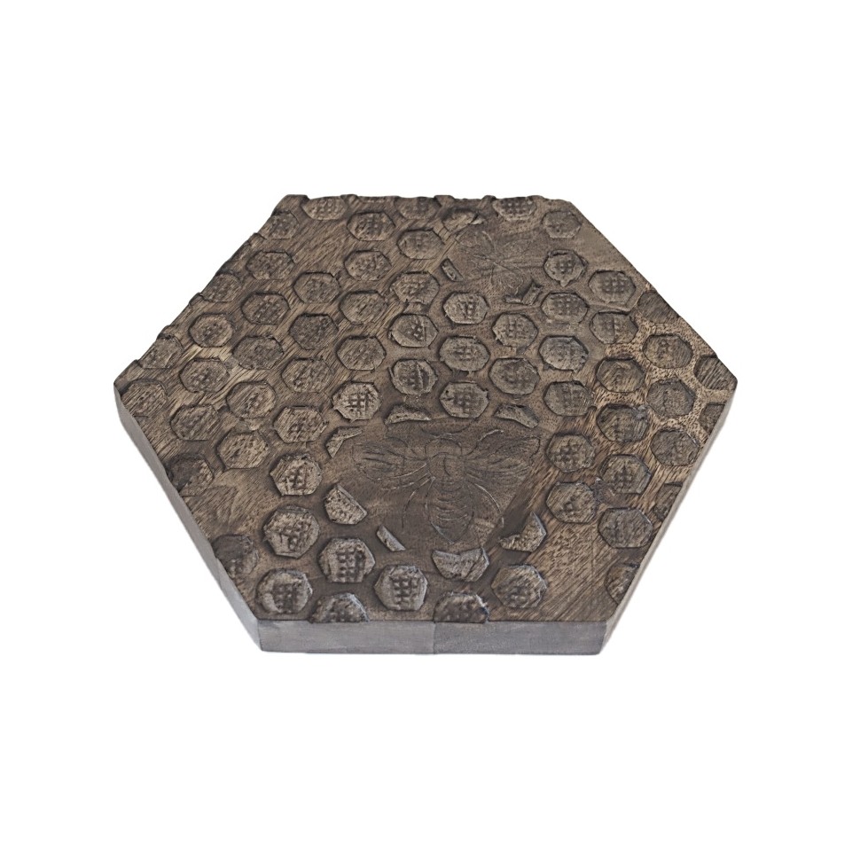 Dessous de plat hexagonal bois manguier