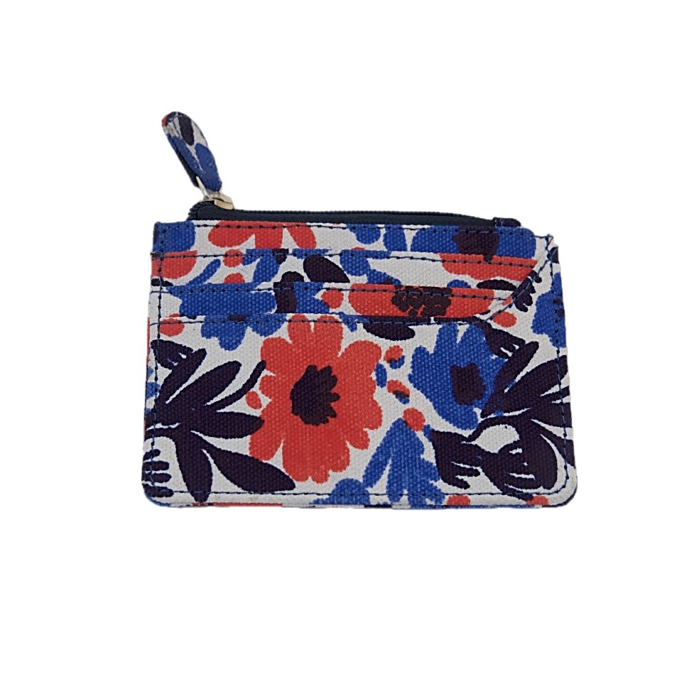 Porte monnaie porte cartes coton fleurs