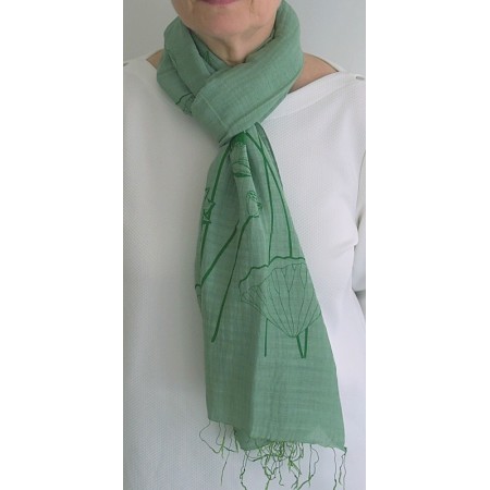 Echarpe viscose et soie verte