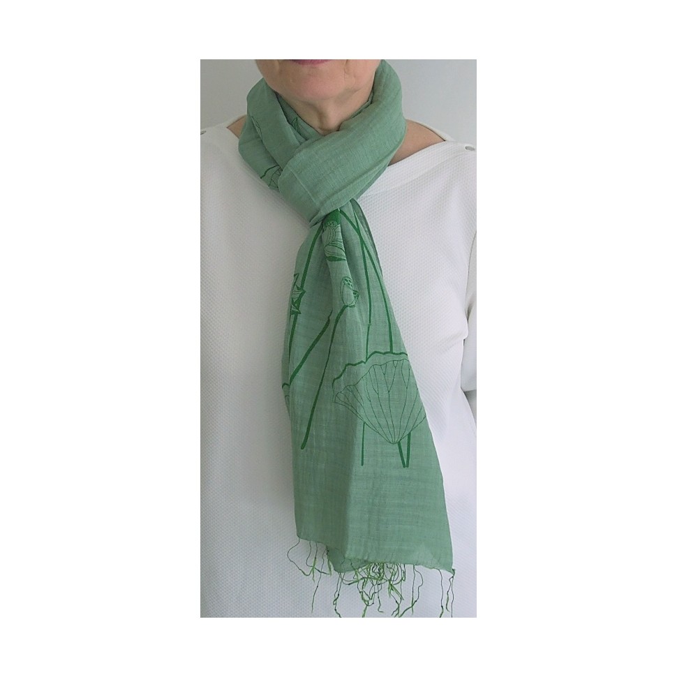 Echarpe viscose et soie verte