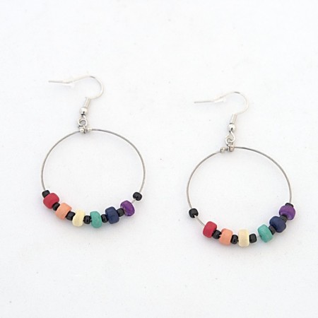 Boucles d'oreilles cercles mini noix coco multicolores