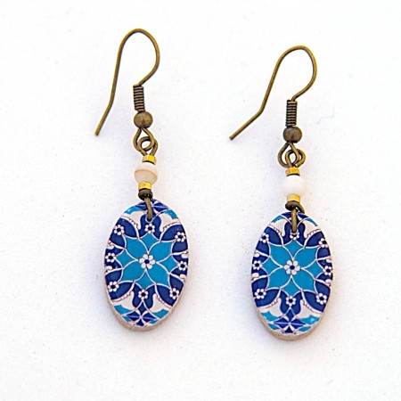 Boucles d'oreilles céramique Romantic bleu