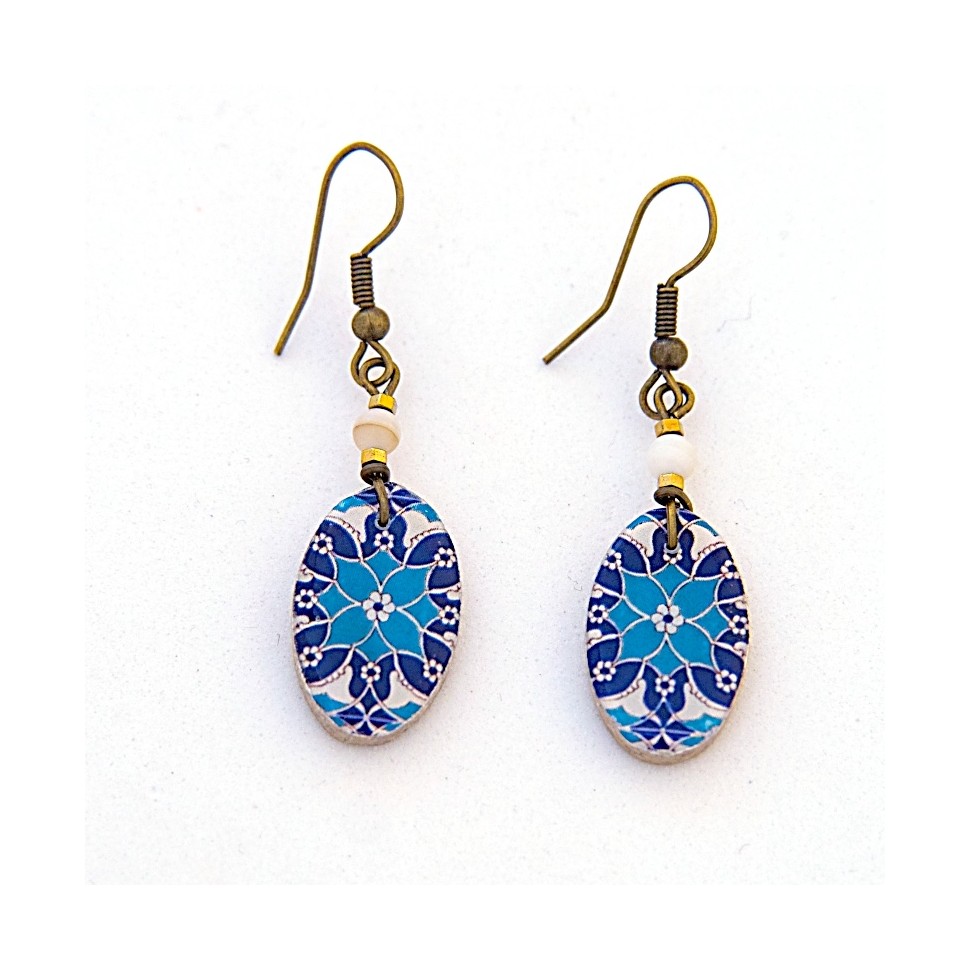 Boucles d'oreilles céramique Romantic bleu